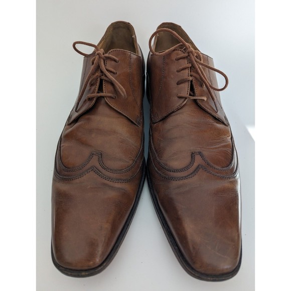 Mercanti Fiorentini Shoes Mens 10.5 Wingtip Oxford Italian Leather‎ Brown - Picture 1 of 9
